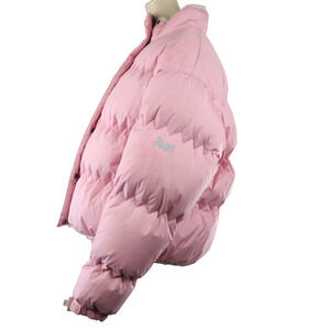 Bombshell Pink Down Puffer Winter Jacket Quilted Full Zipper Coat Size XL